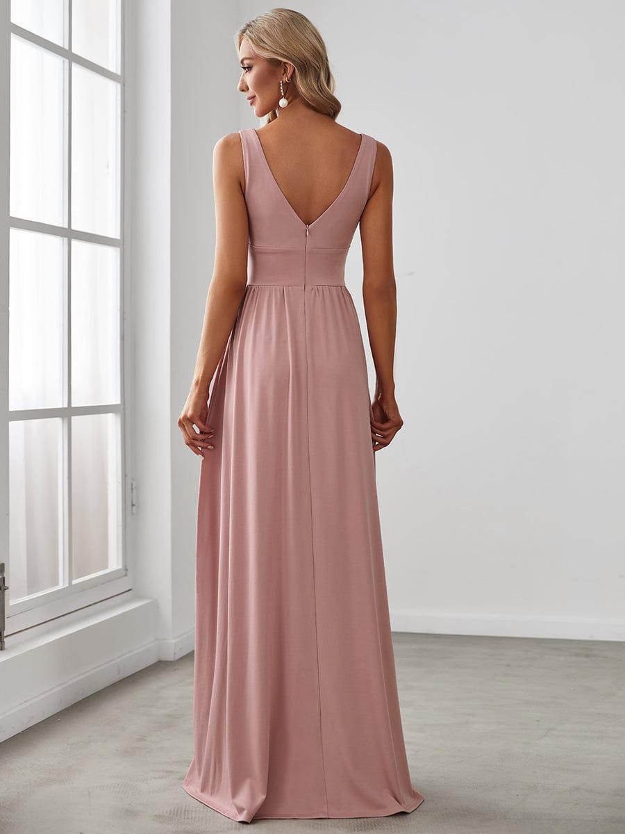 ever SORAYA|V-Neck High Slit Empire Waist Floor-Length Evening Dress