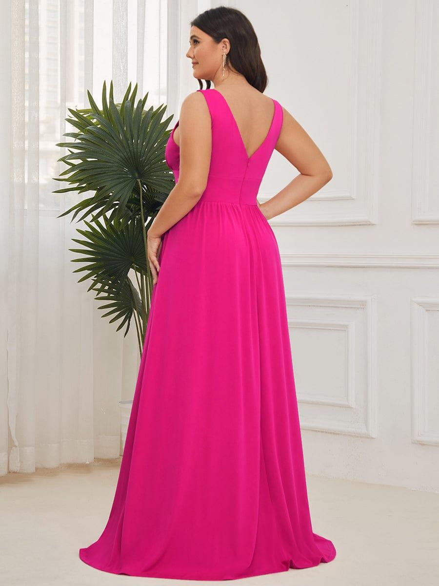 ever SORAYA|V-Neck High Slit Empire Waist Floor-Length Evening Dress