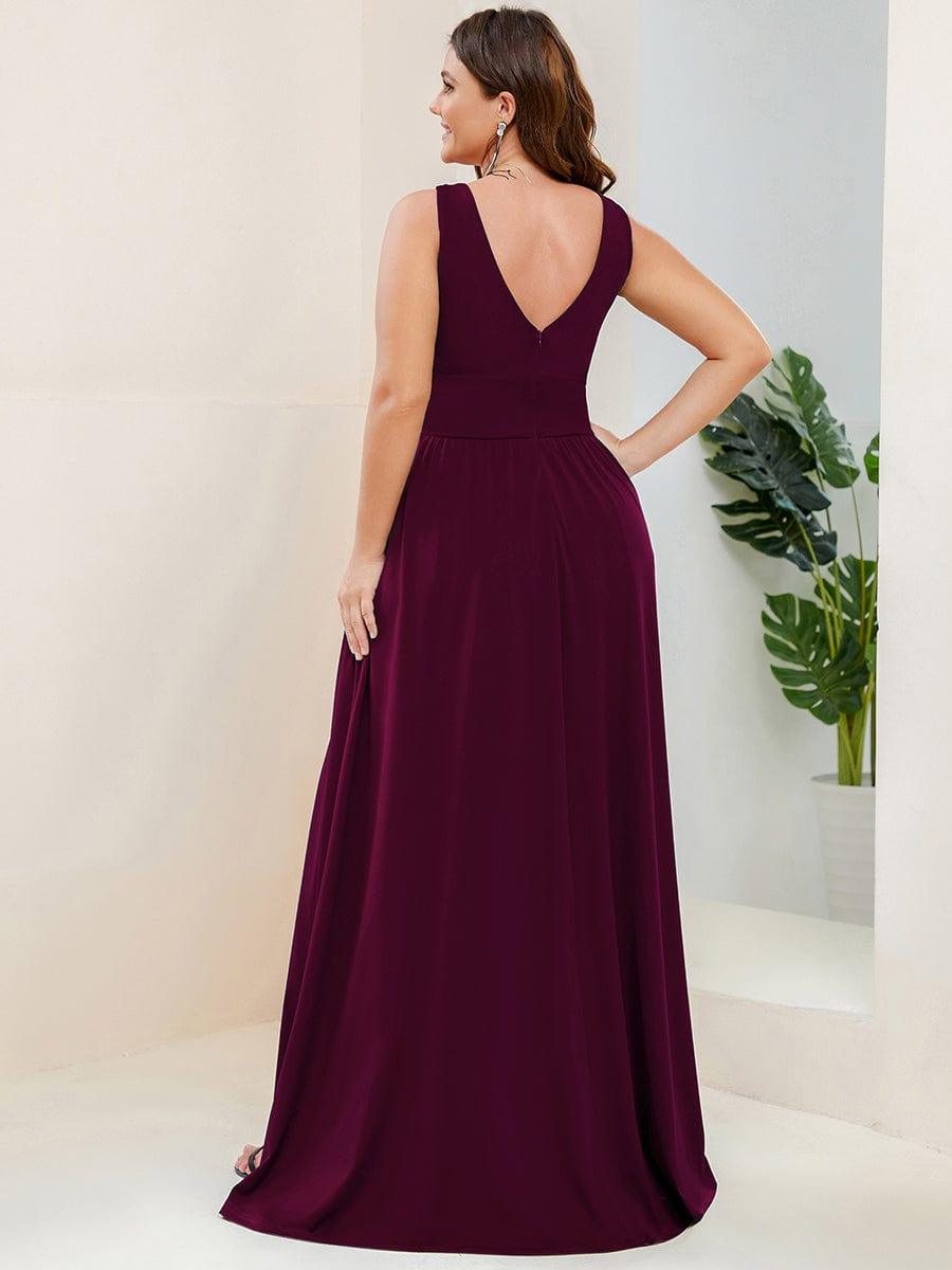 ever SORAYA|V-Neck High Slit Empire Waist Floor-Length Evening Dress