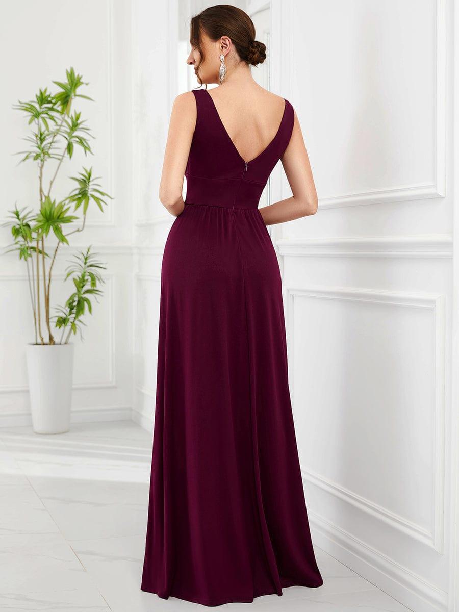 ever SORAYA|V-Neck High Slit Empire Waist Floor-Length Evening Dress