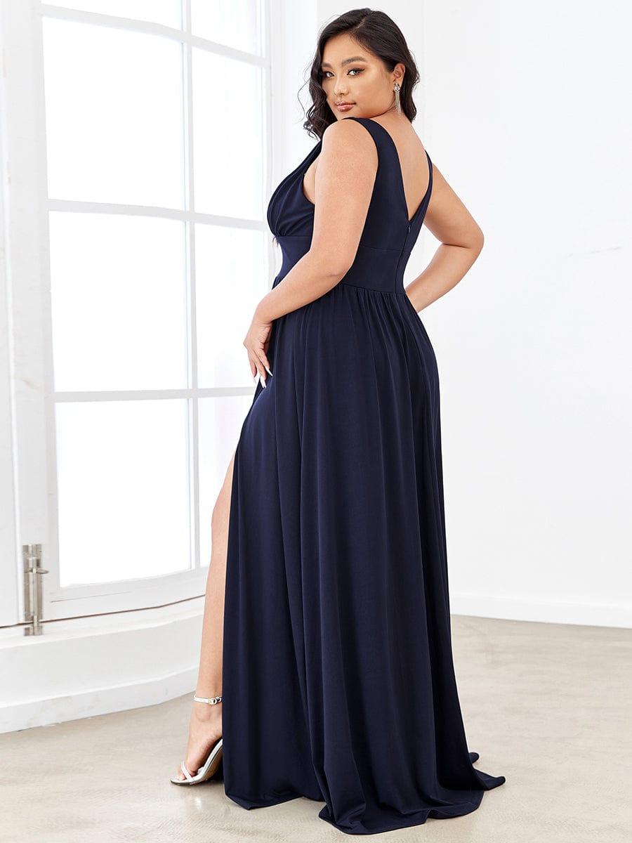 ever SORAYA|V-Neck High Slit Empire Waist Floor-Length Evening Dress