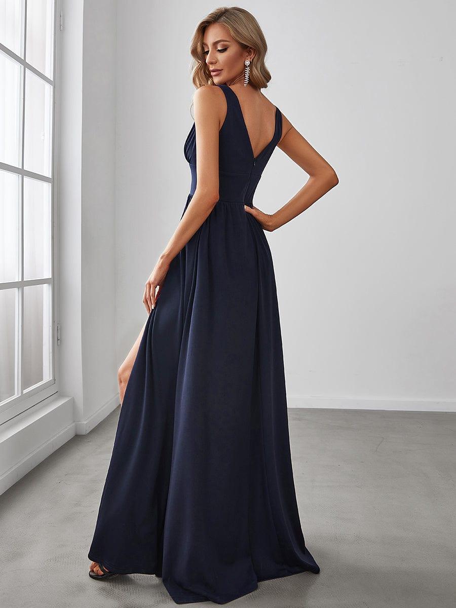 ever SORAYA|V-Neck High Slit Empire Waist Floor-Length Evening Dress