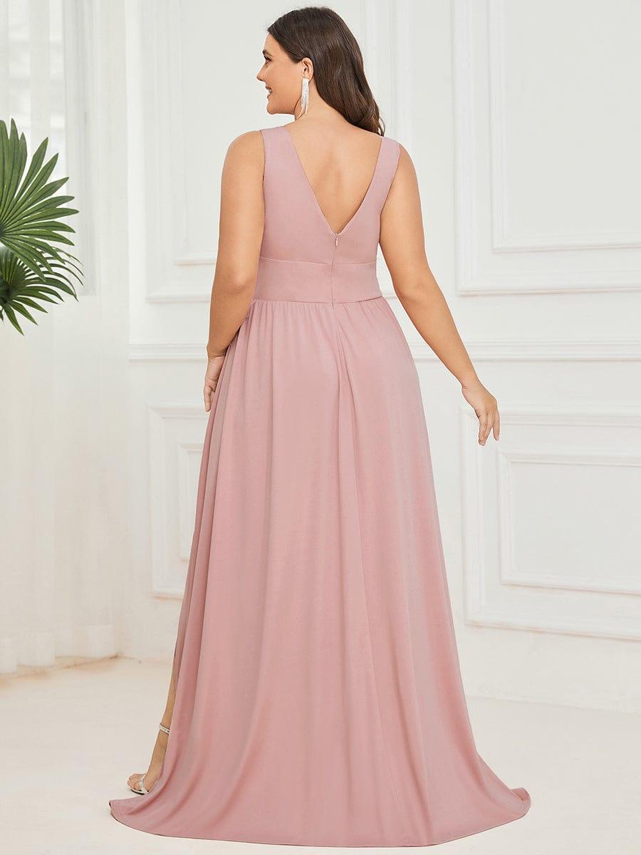ever SORAYA|V-Neck High Slit Empire Waist Floor-Length Evening Dress