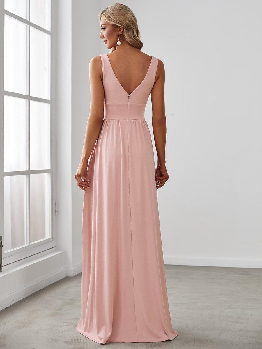 ever SORAYA|V-Neck High Slit Empire Waist Floor-Length Evening Dress