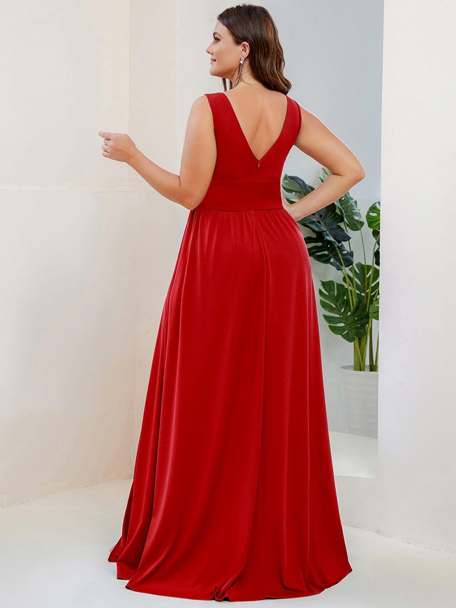 ever SORAYA|V-Neck High Slit Empire Waist Floor-Length Evening Dress