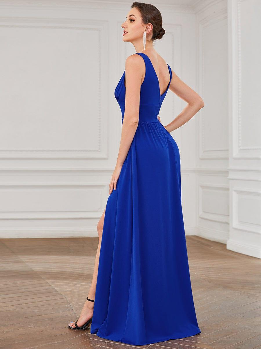 ever SORAYA|V-Neck High Slit Empire Waist Floor-Length Evening Dress