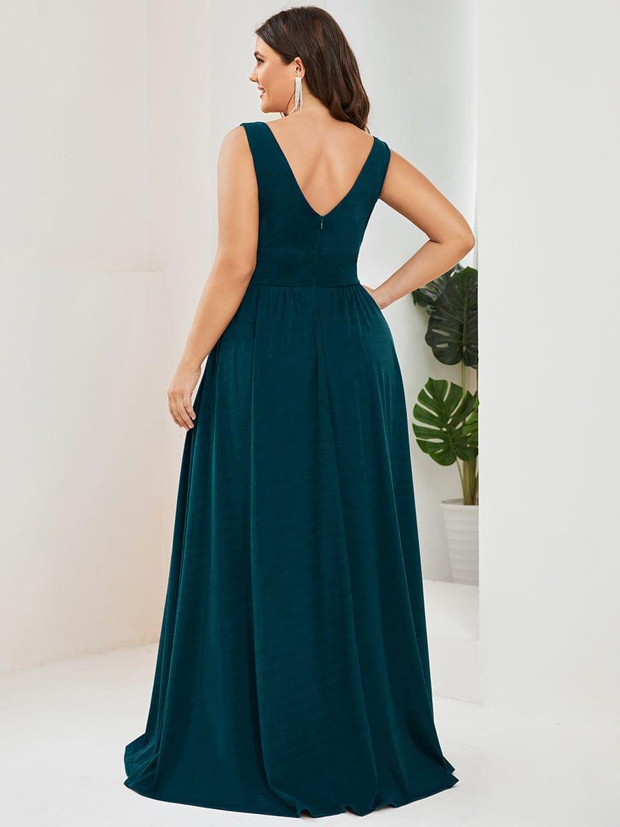 ever SORAYA|V-Neck High Slit Empire Waist Floor-Length Evening Dress