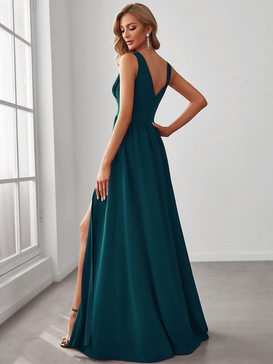 ever SORAYA|V-Neck High Slit Empire Waist Floor-Length Evening Dress