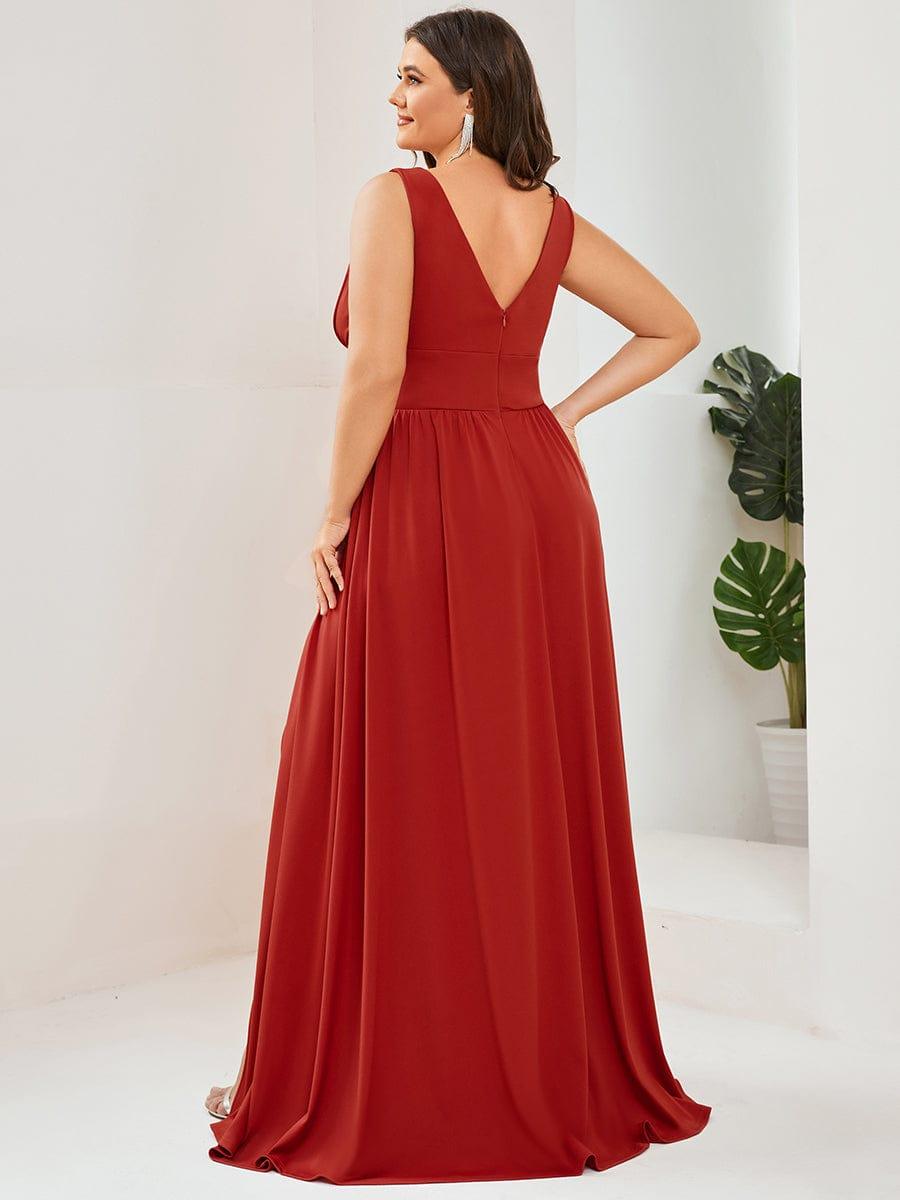 ever SORAYA|V-Neck High Slit Empire Waist Floor-Length Evening Dress