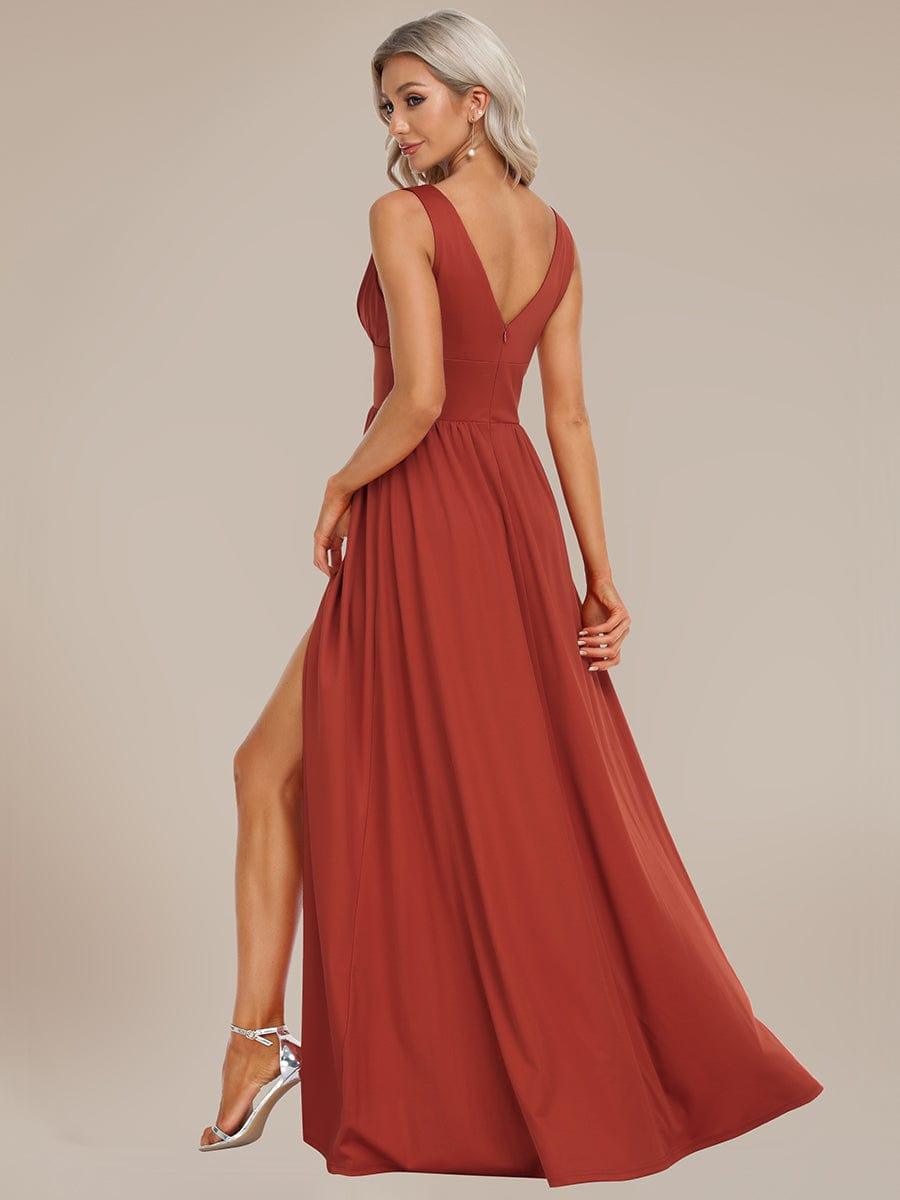 ever SORAYA|V-Neck High Slit Empire Waist Floor-Length Evening Dress