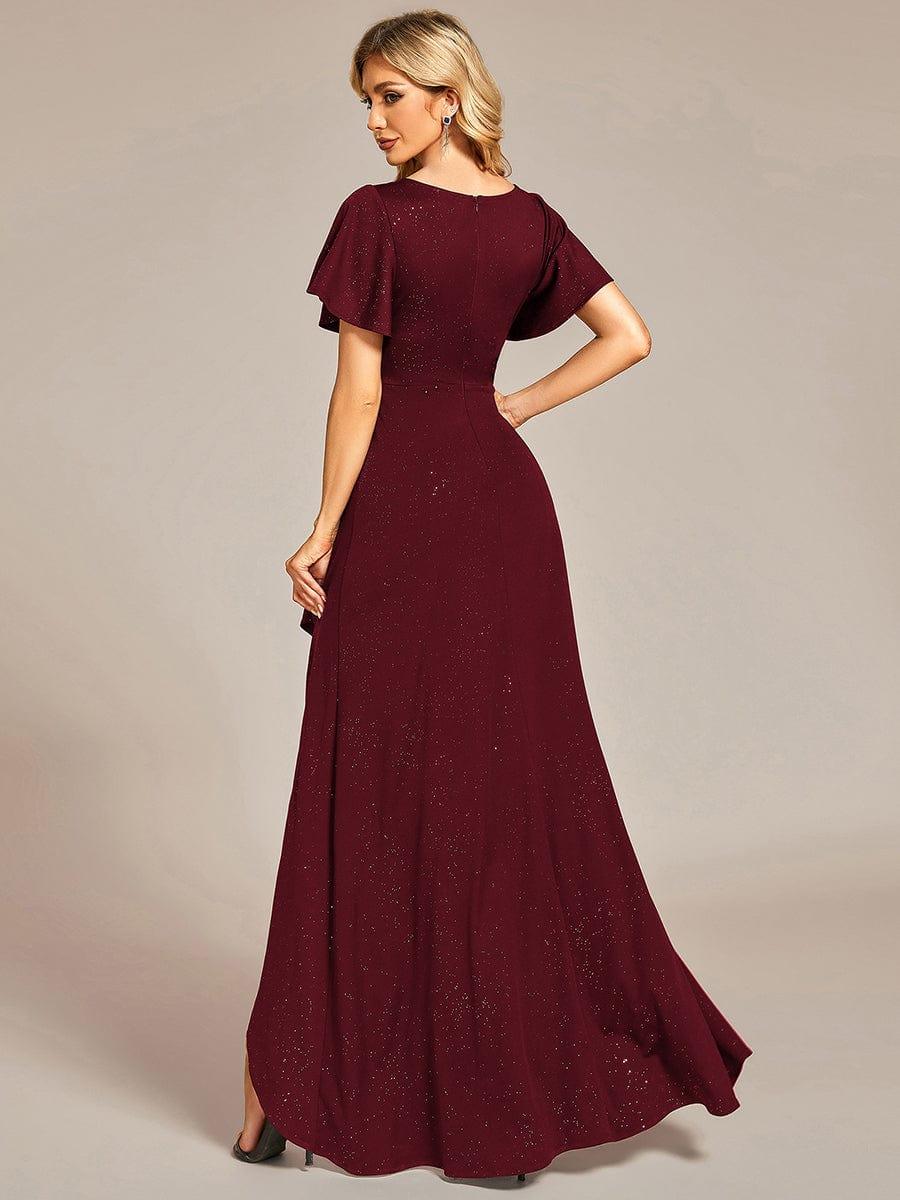 ever MELODÉ|Ruffle Sleeves V Neck High Low Evening Dress