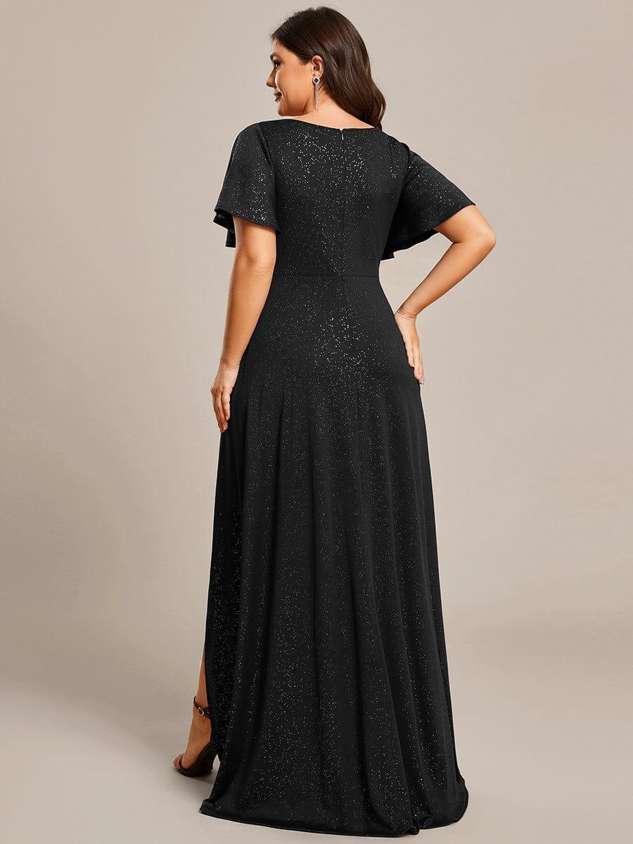 ever MELODÉ|Ruffle Sleeves V Neck High Low Evening Dress