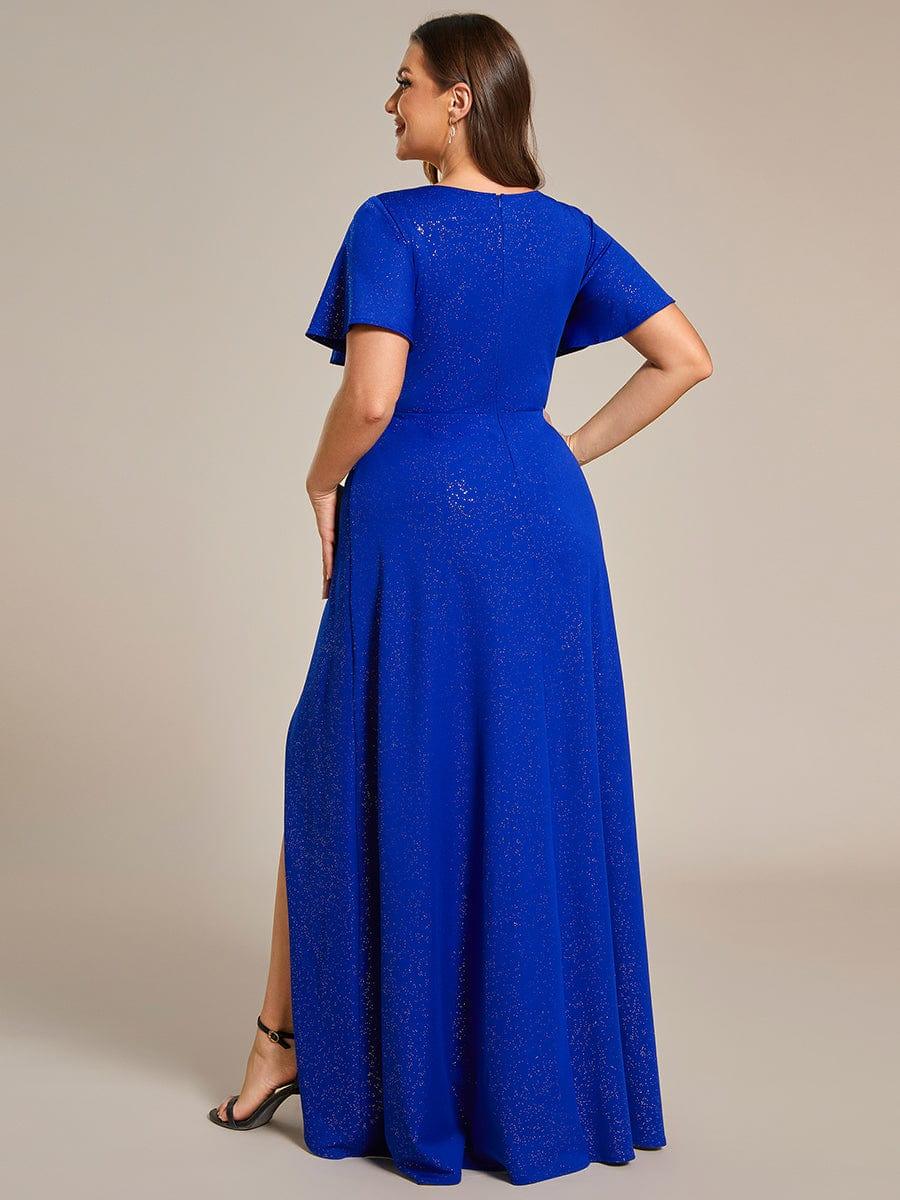 ever MELODÉ|Ruffle Sleeves V Neck High Low Evening Dress