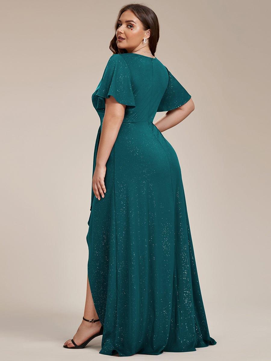 ever MELODÉ|Ruffle Sleeves V Neck High Low Evening Dress