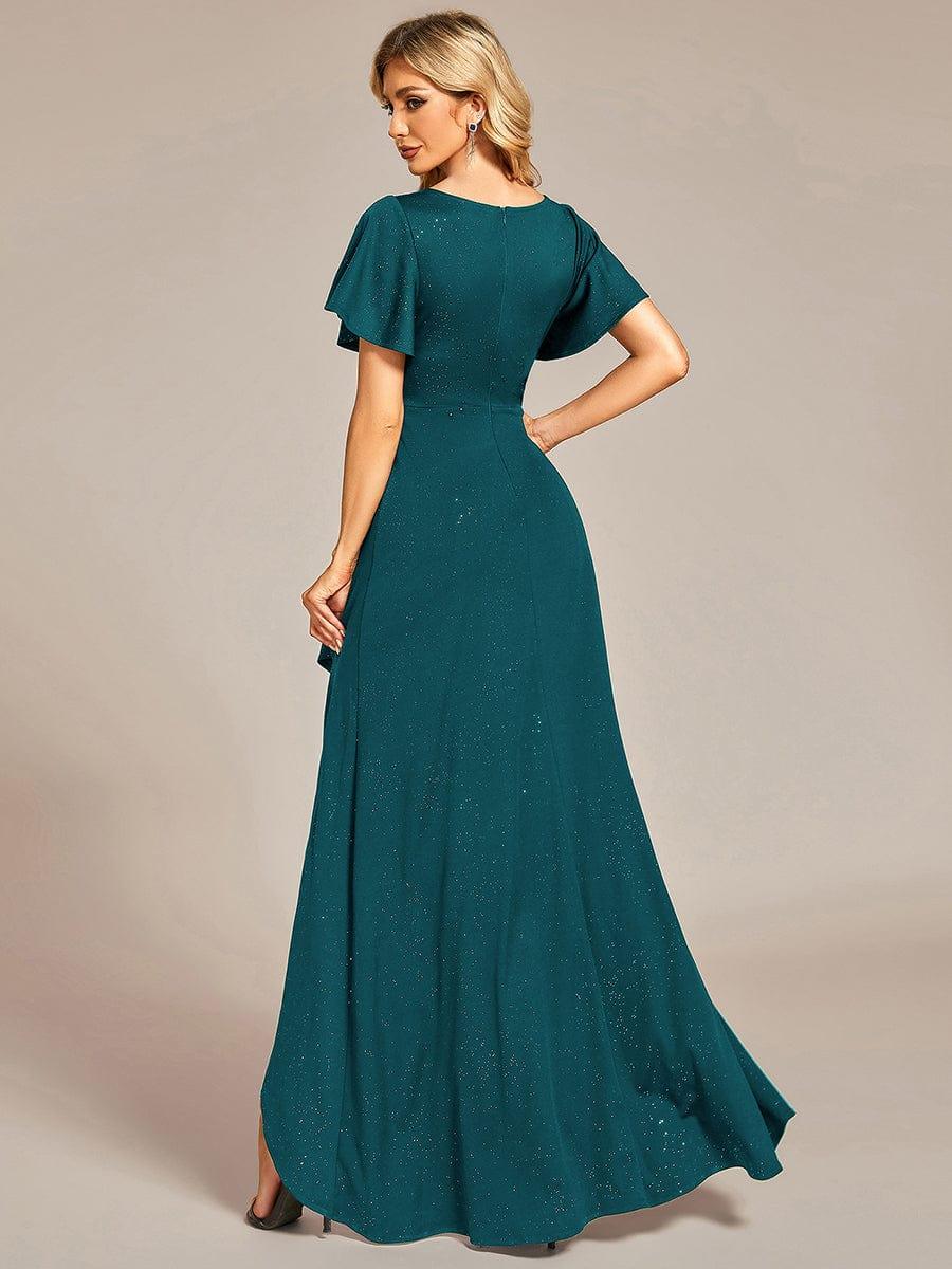 ever MELODÉ|Ruffle Sleeves V Neck High Low Evening Dress
