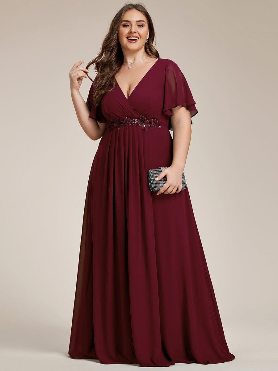 ever IVYROSE|Elegant Chiffon Applique Evening Dress with Flutter Sleeves