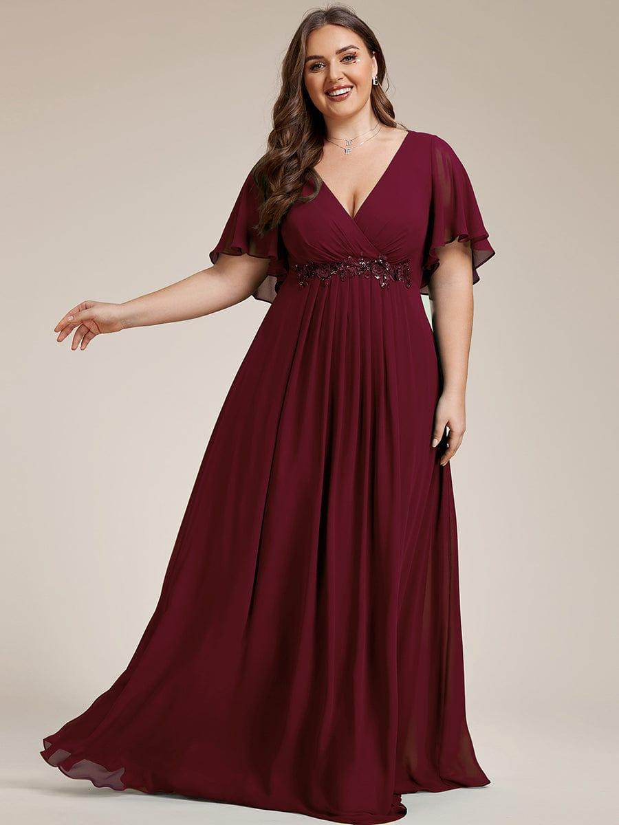 ever IVYROSE|Elegant Chiffon Applique Evening Dress with Flutter Sleeves