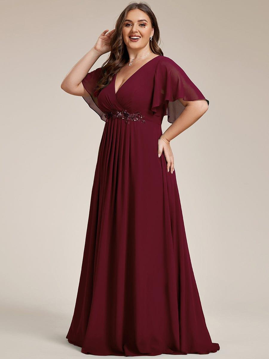 ever IVYROSE|Elegant Chiffon Applique Evening Dress with Flutter Sleeves