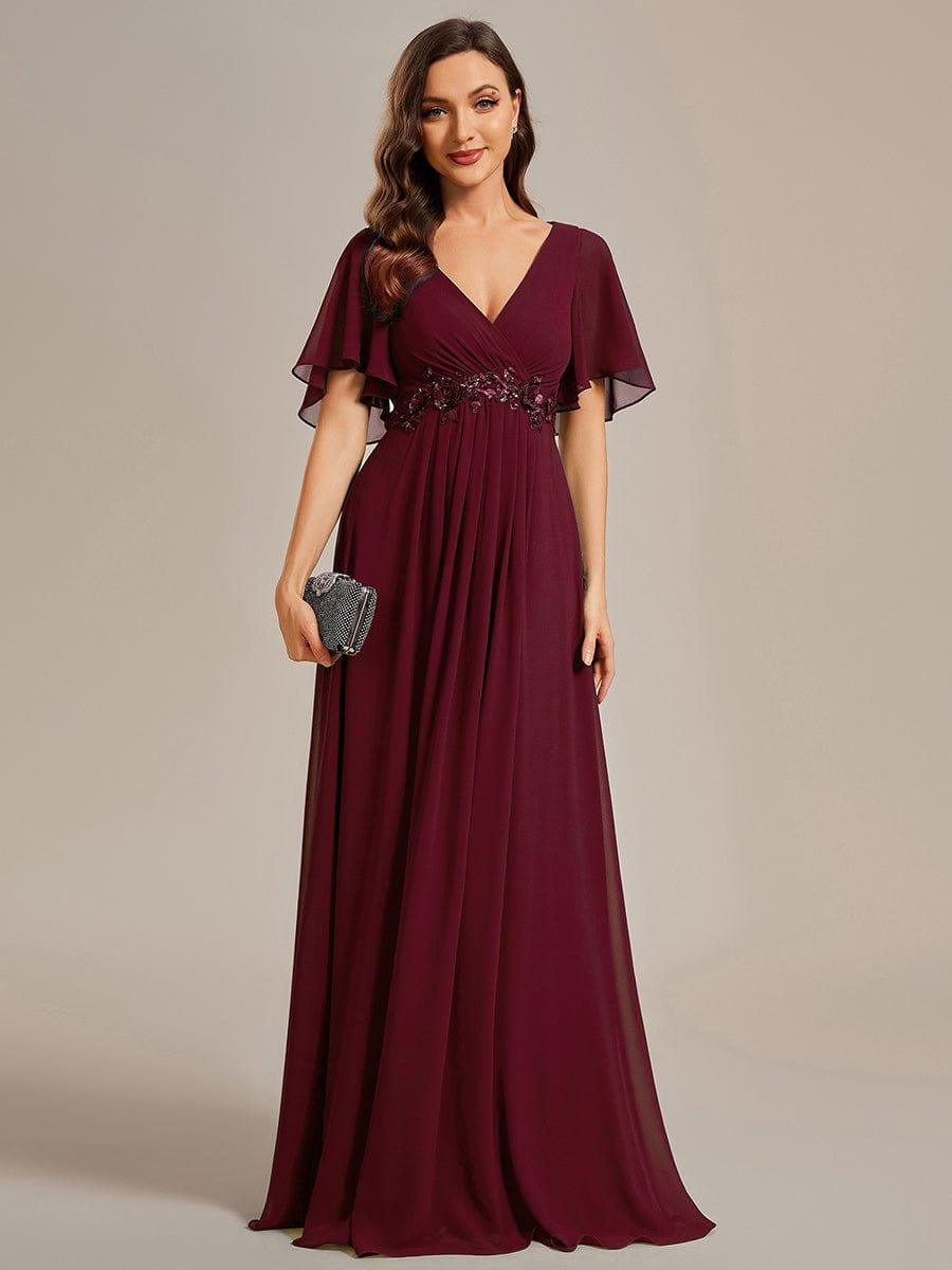 ever IVYROSE|Elegant Chiffon Applique Evening Dress with Flutter Sleeves
