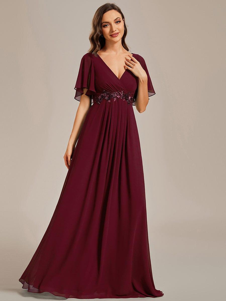 ever IVYROSE|Elegant Chiffon Applique Evening Dress with Flutter Sleeves