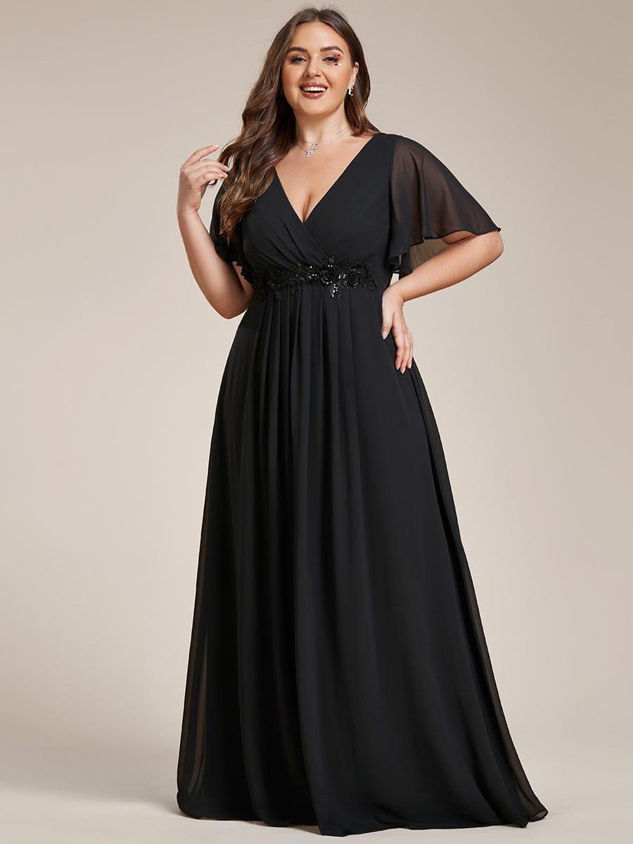 ever IVYROSE|Elegant Chiffon Applique Evening Dress with Flutter Sleeves