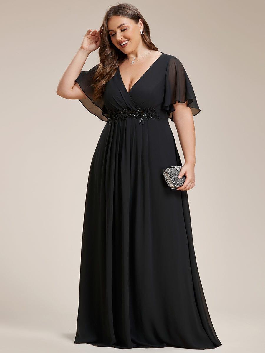 ever IVYROSE|Elegant Chiffon Applique Evening Dress with Flutter Sleeves