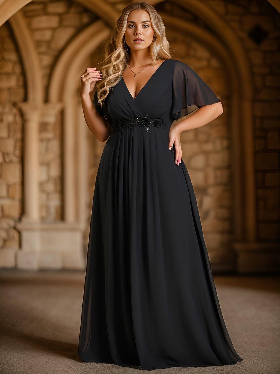 ever IVYROSE|Elegant Chiffon Applique Evening Dress with Flutter Sleeves