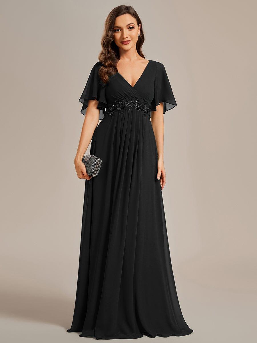 ever IVYROSE|Elegant Chiffon Applique Evening Dress with Flutter Sleeves