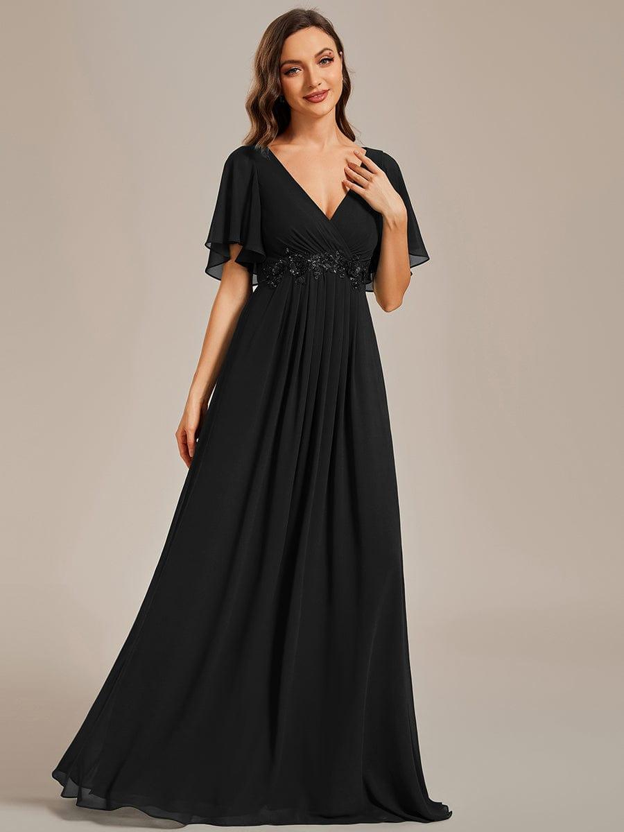 ever IVYROSE|Elegant Chiffon Applique Evening Dress with Flutter Sleeves