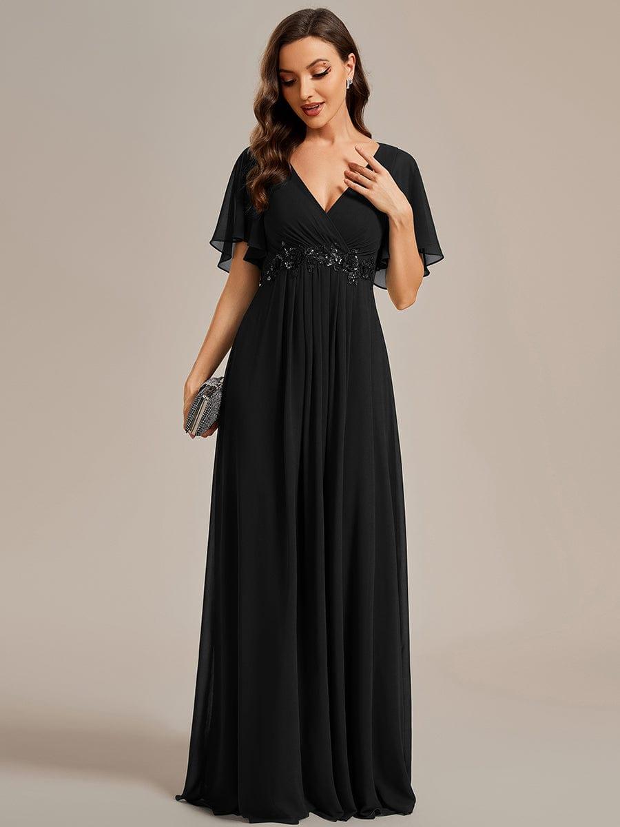 ever IVYROSE|Elegant Chiffon Applique Evening Dress with Flutter Sleeves