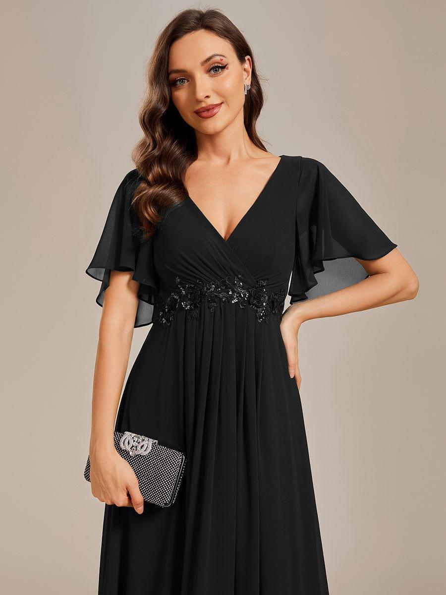 ever IVYROSE|Elegant Chiffon Applique Evening Dress with Flutter Sleeves