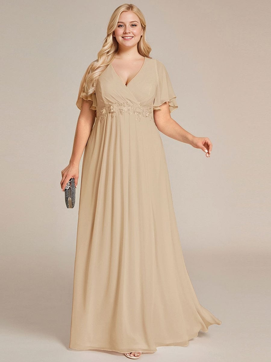 ever IVYROSE|Elegant Chiffon Applique Evening Dress with Flutter Sleeves