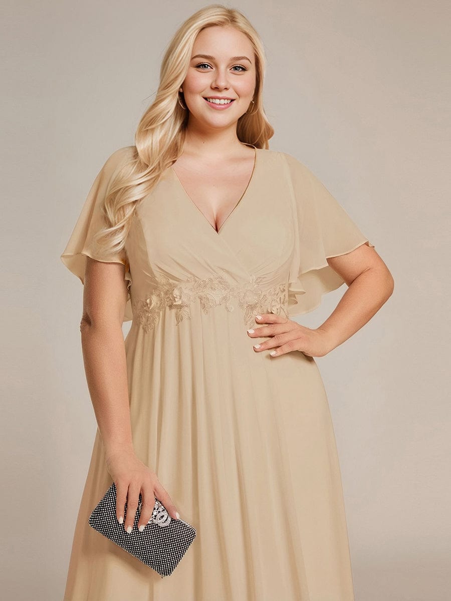 ever IVYROSE|Elegant Chiffon Applique Evening Dress with Flutter Sleeves