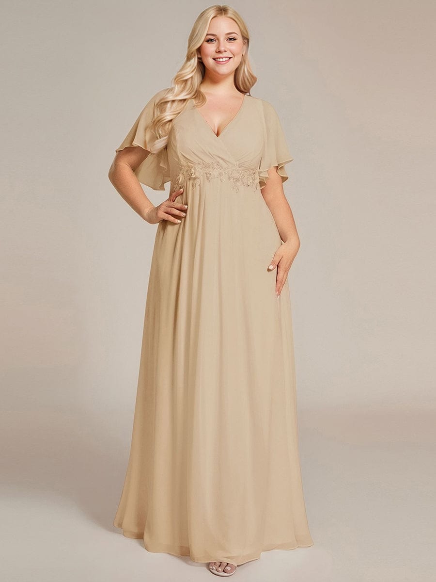 ever IVYROSE|Elegant Chiffon Applique Evening Dress with Flutter Sleeves