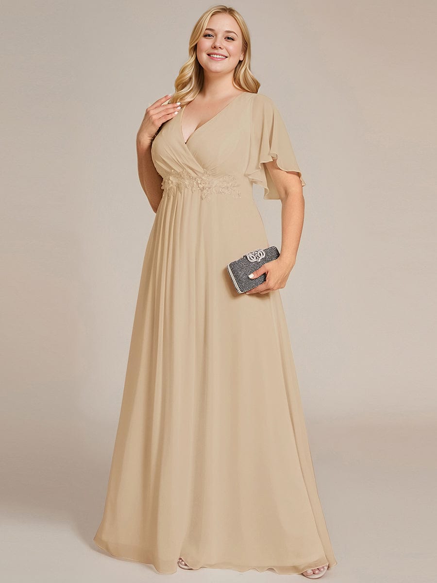 ever IVYROSE|Elegant Chiffon Applique Evening Dress with Flutter Sleeves