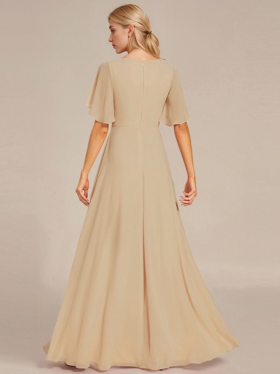 ever IVYROSE|Elegant Chiffon Applique Evening Dress with Flutter Sleeves