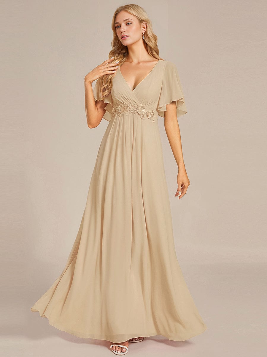 ever IVYROSE|Elegant Chiffon Applique Evening Dress with Flutter Sleeves