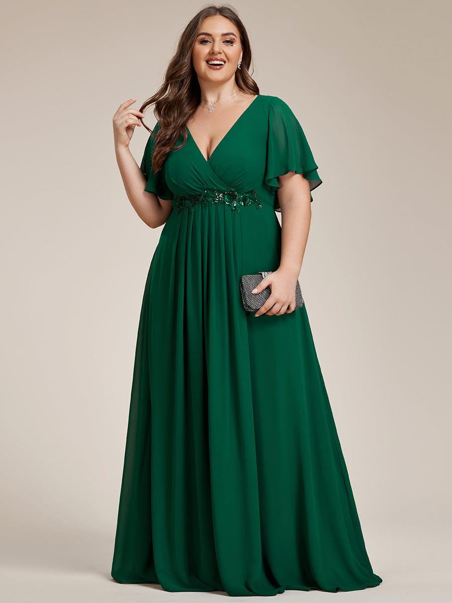 ever IVYROSE|Elegant Chiffon Applique Evening Dress with Flutter Sleeves