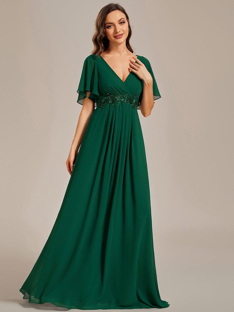 ever IVYROSE|Elegant Chiffon Applique Evening Dress with Flutter Sleeves