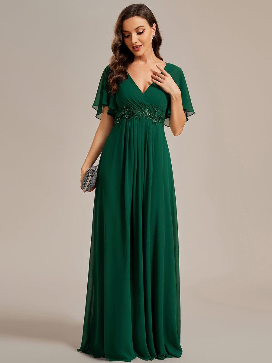 ever IVYROSE|Elegant Chiffon Applique Evening Dress with Flutter Sleeves