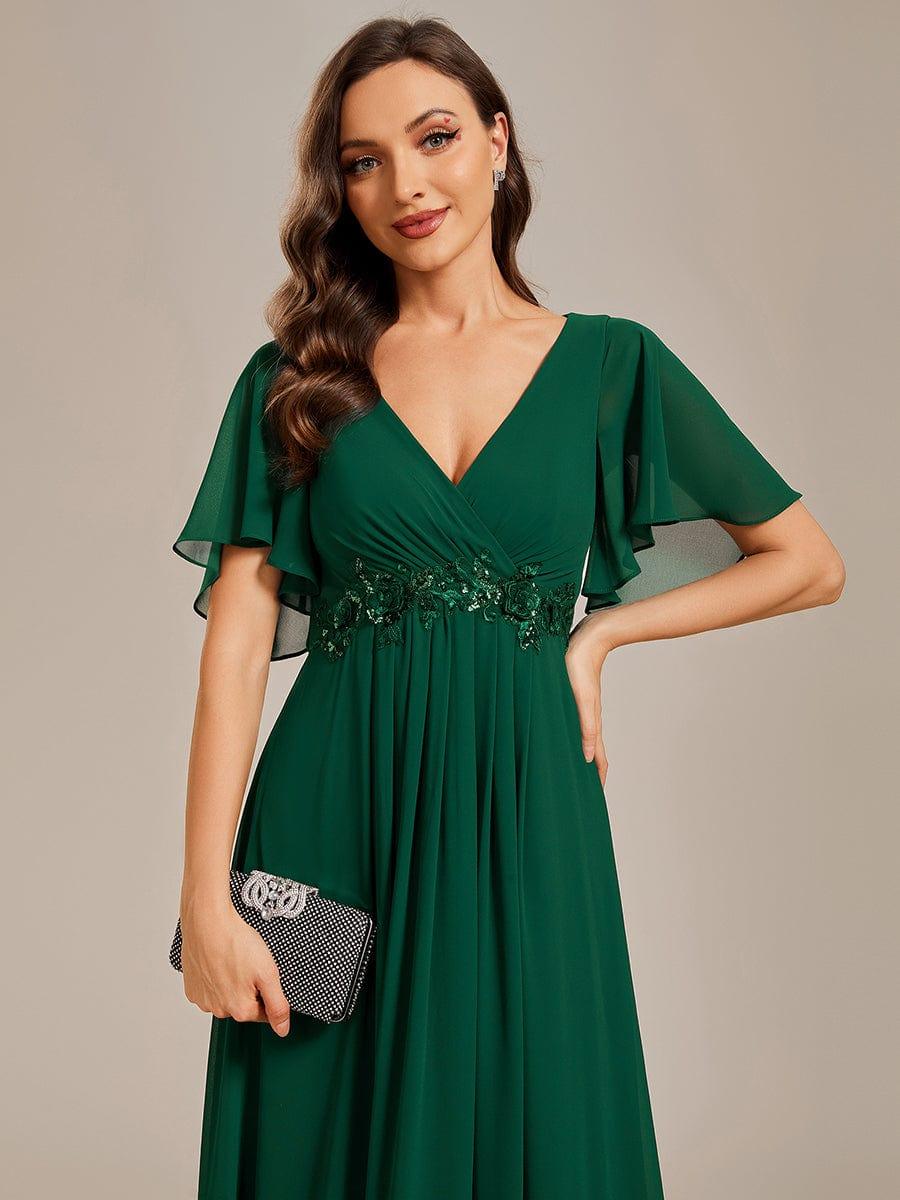 ever IVYROSE|Elegant Chiffon Applique Evening Dress with Flutter Sleeves