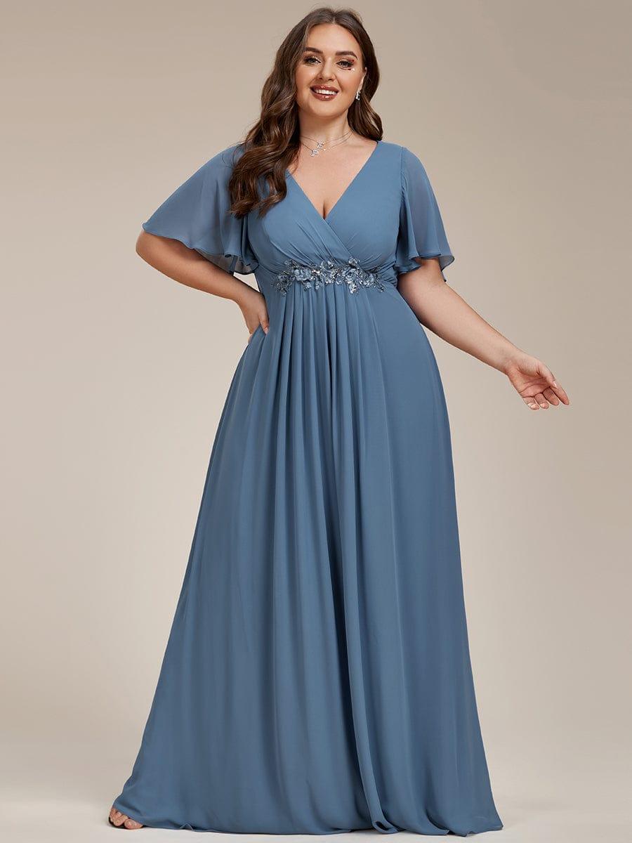 ever IVYROSE|Elegant Chiffon Applique Evening Dress with Flutter Sleeves