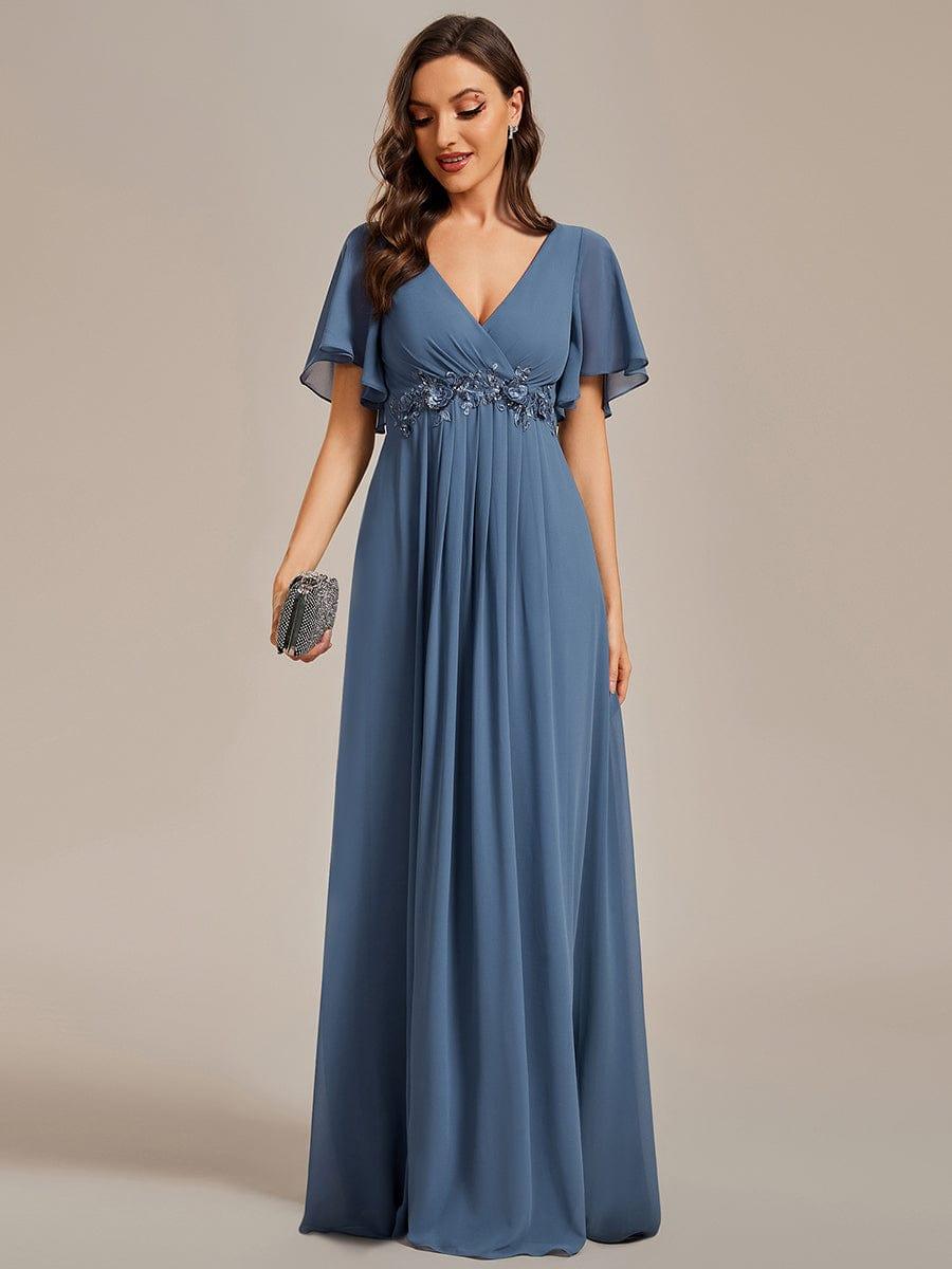 ever IVYROSE|Elegant Chiffon Applique Evening Dress with Flutter Sleeves