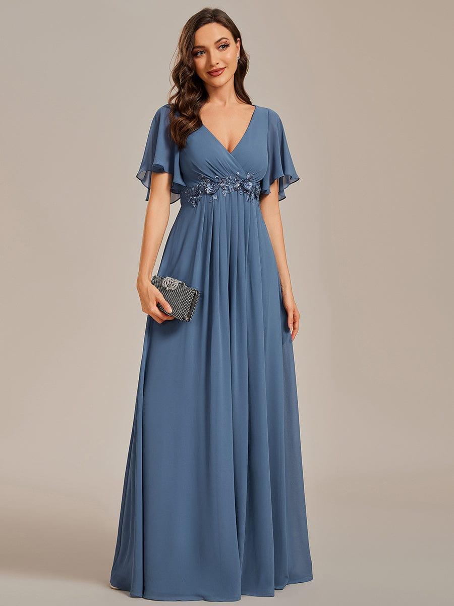 ever IVYROSE|Elegant Chiffon Applique Evening Dress with Flutter Sleeves
