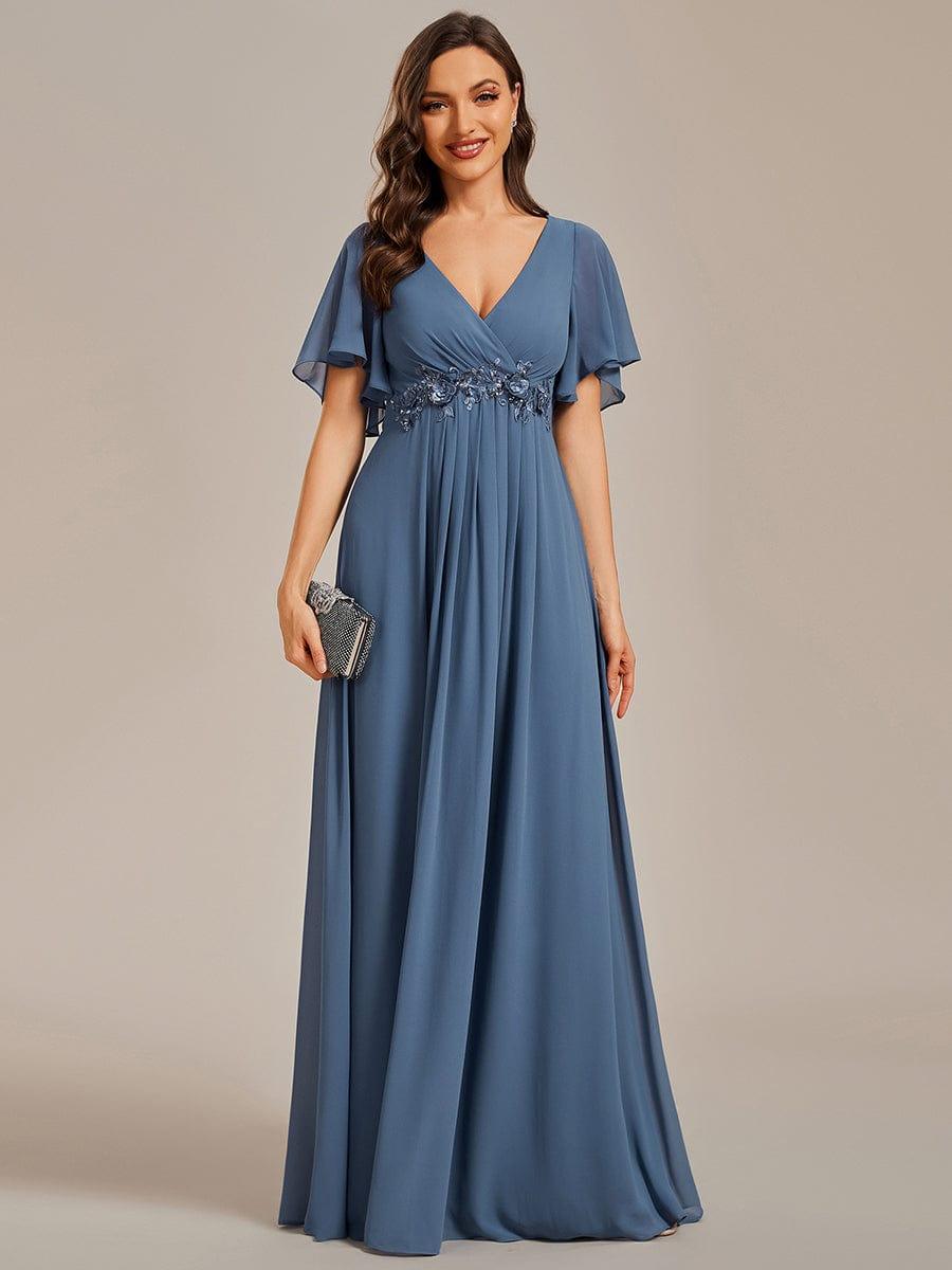 ever IVYROSE|Elegant Chiffon Applique Evening Dress with Flutter Sleeves