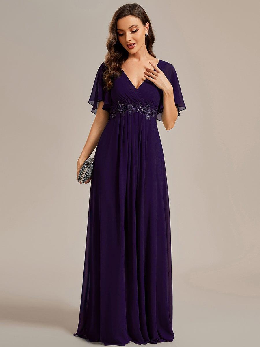 ever IVYROSE|Elegant Chiffon Applique Evening Dress with Flutter Sleeves