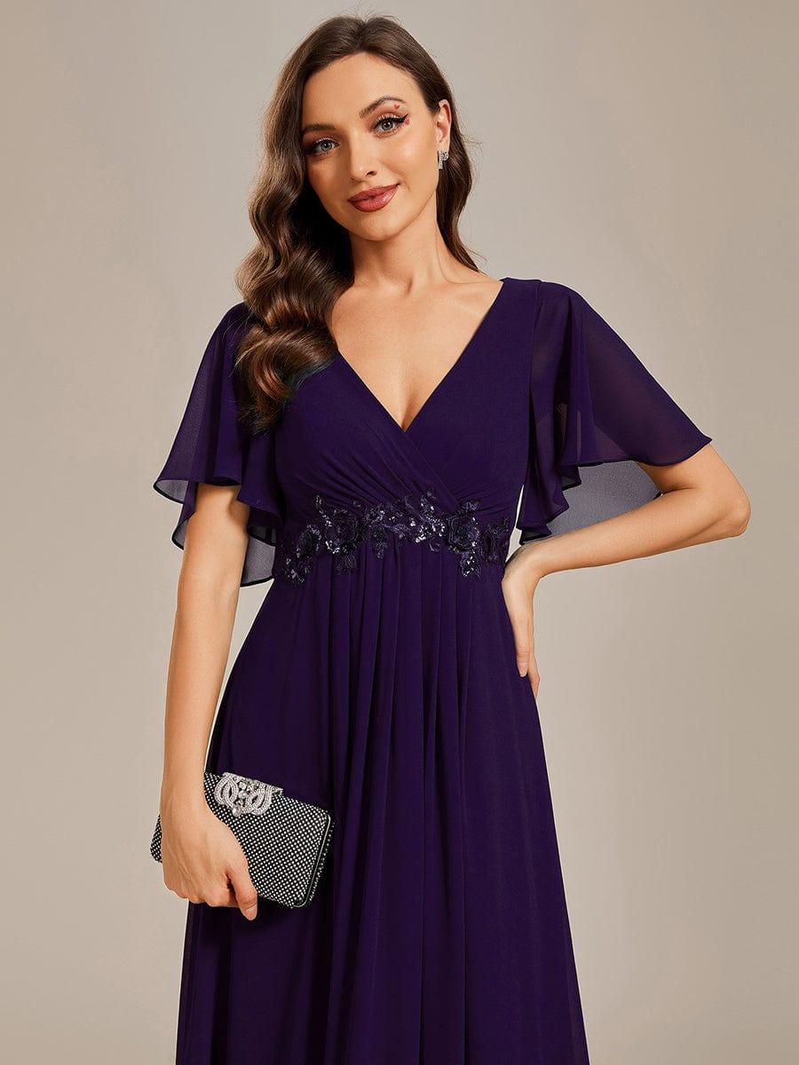 ever IVYROSE|Elegant Chiffon Applique Evening Dress with Flutter Sleeves