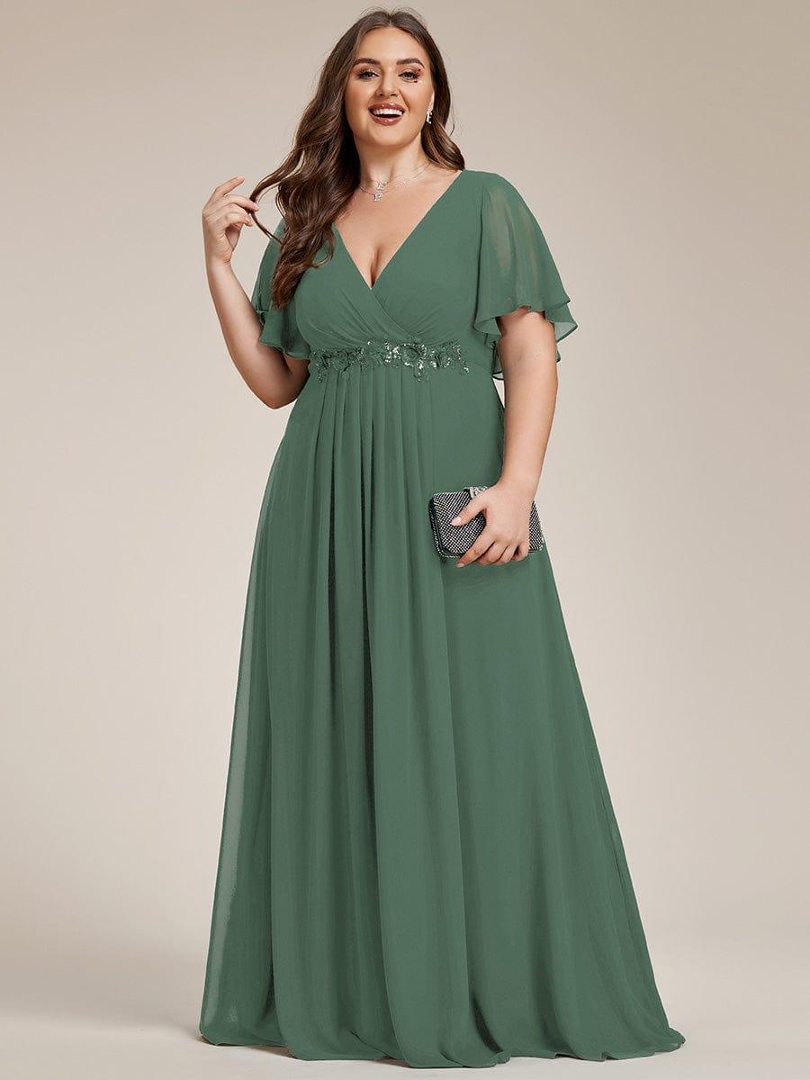 ever IVYROSE|Elegant Chiffon Applique Evening Dress with Flutter Sleeves