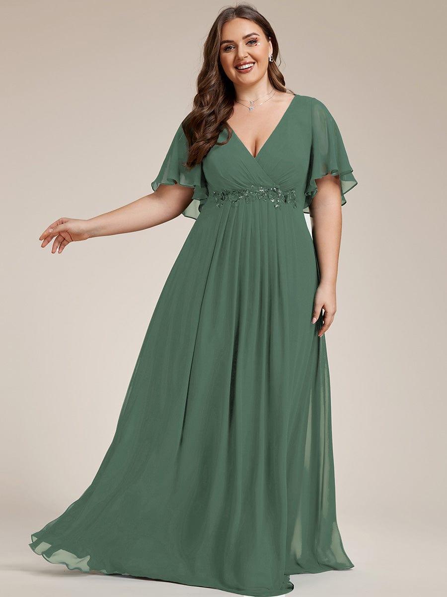 ever IVYROSE|Elegant Chiffon Applique Evening Dress with Flutter Sleeves