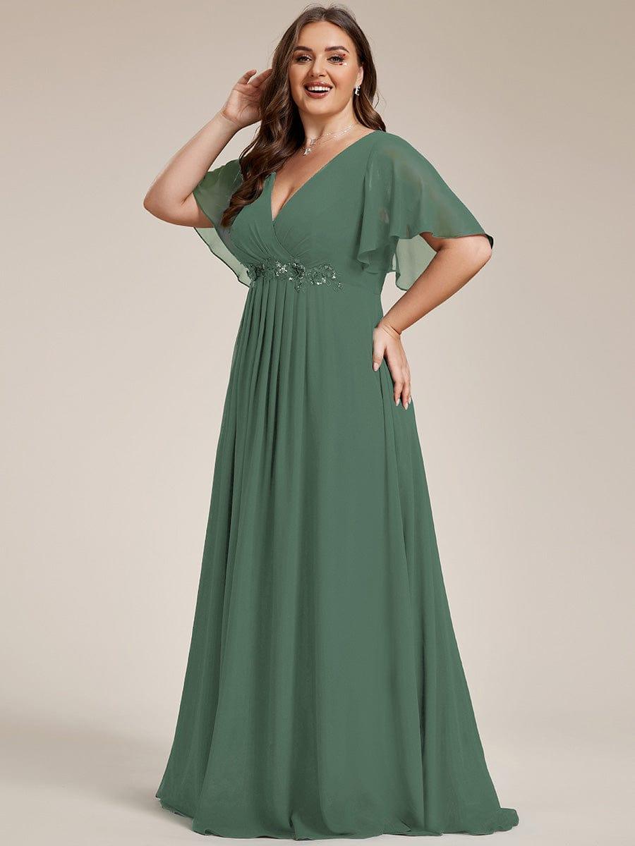 ever IVYROSE|Elegant Chiffon Applique Evening Dress with Flutter Sleeves